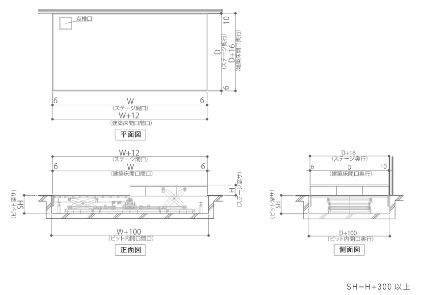 MTW-E電動式昇降ステージ製品図面